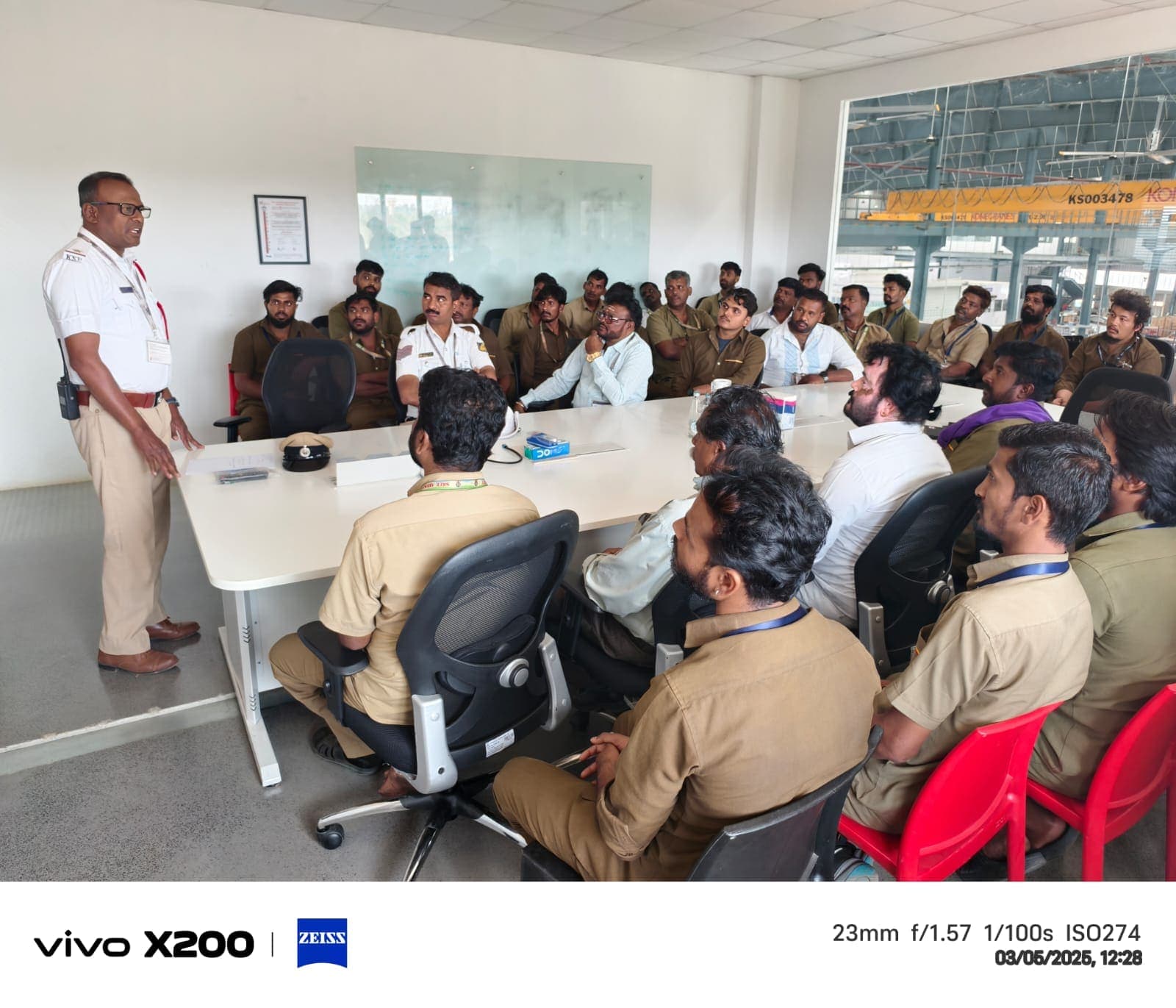 Bangalore traffic police officer addressing Sree Ayyappa Tourist drivers at a weekly road safety session